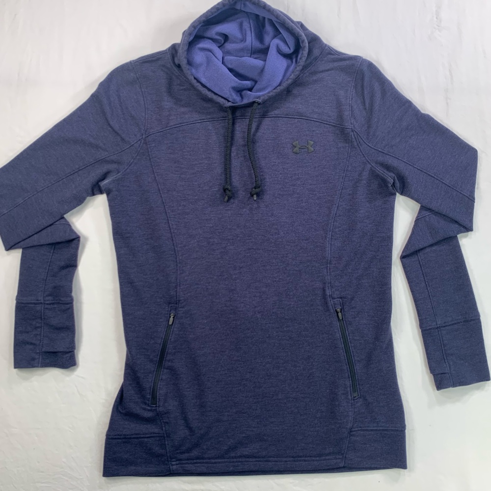 Hurley Pullover Cowl Neck Loose Sweatshirt Navy Blue Zippered Kangaroo Pocket - Picture 11 of 11